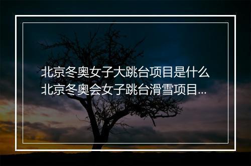 北京冬奥女子大跳台项目是什么　北京冬奥会女子跳台滑雪项目解析