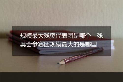 规模最大残奥代表团是哪个　残奥会参赛团规模最大的是哪国